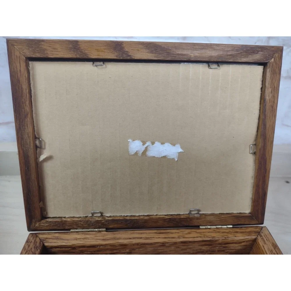Wooden Storage Box 4x6 Picture Photo Organizer Case Drawer Keepsake Chest Stash